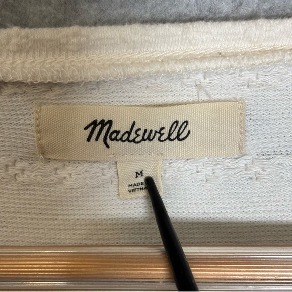Madewell Long Sleeve Babydoll Relaxed Fit Top-Cream White Jacquard-Women Medium - Picture 7 of 9